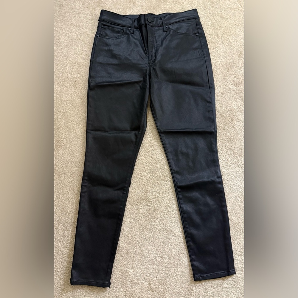 New Express Black Coated Stretch Jeans Sz 10